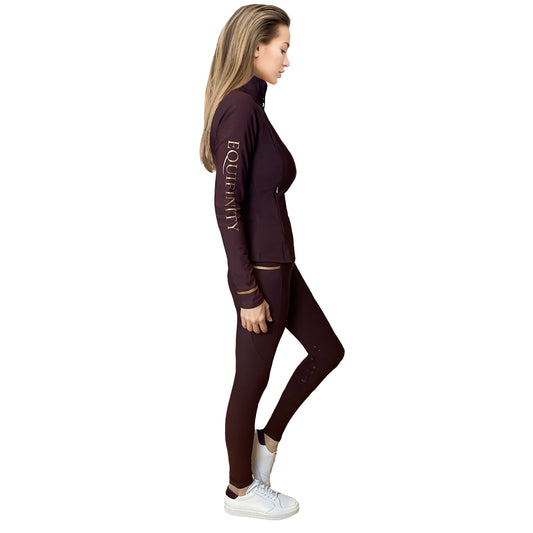 EQUIFINITY Reitleggings AURELIA Burgundy Rot Roségold High Waist - equifinity.com