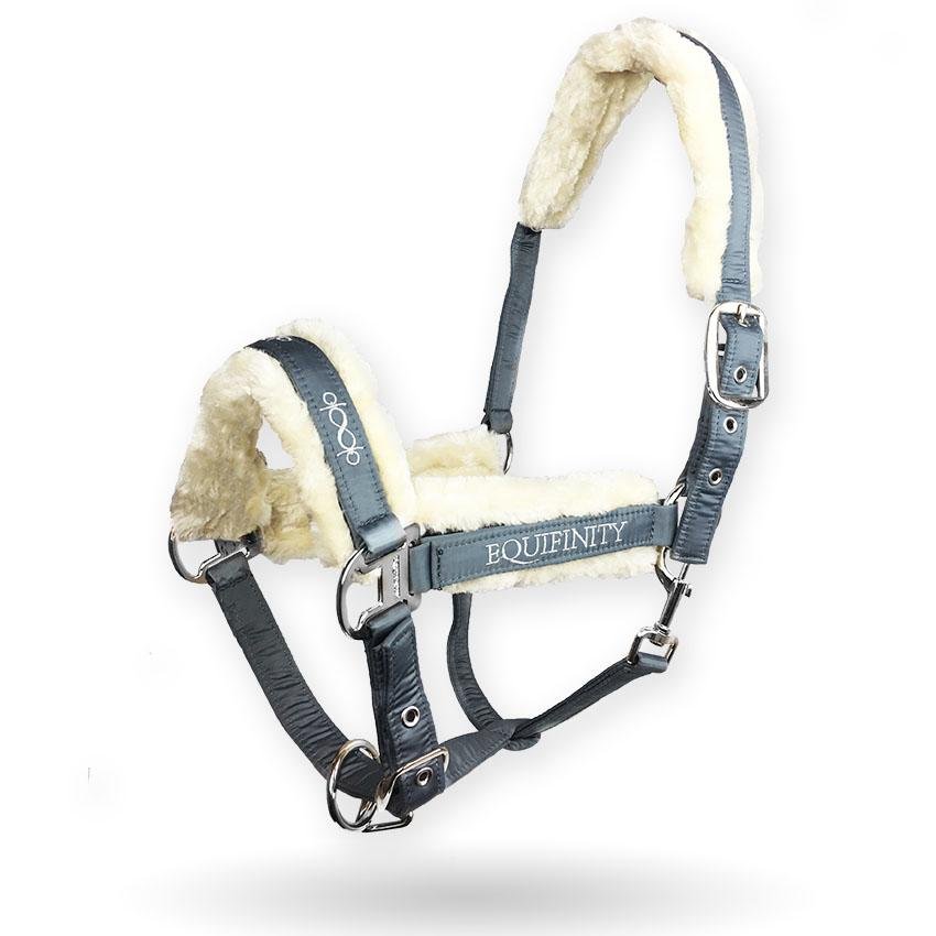 Premium Halfter Stormy Grey mit Kunstfell - Equifinity